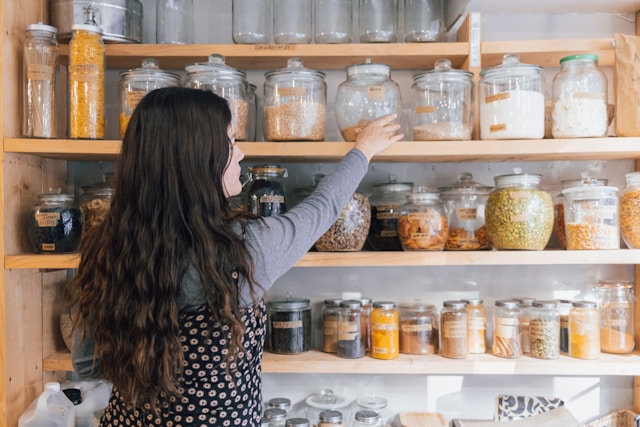 Pantry shelf with ingredients